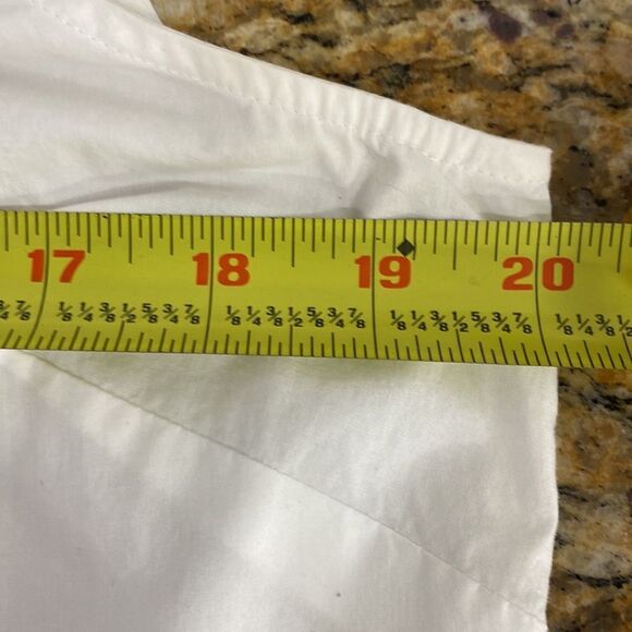 Talbots White Cotton Eyelet Floral Pattern Tie Neck Top Blouse Size M - Picture 6 of 7